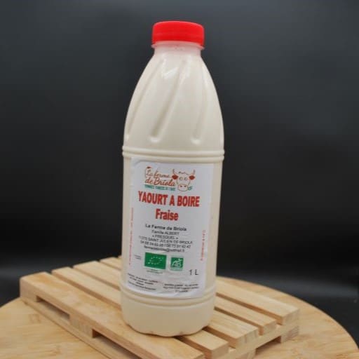 Yaourt à boire fraise au lait de vache bio 1L